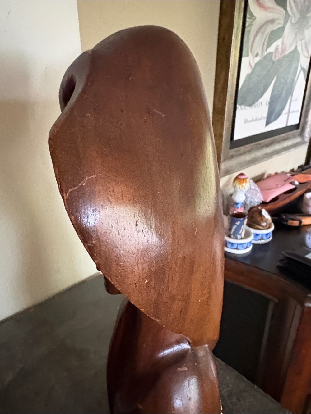 Vintage Monkeypod Hand-Carved Wooden Female Bust - made in the Phillipines - Picture 7 of 7